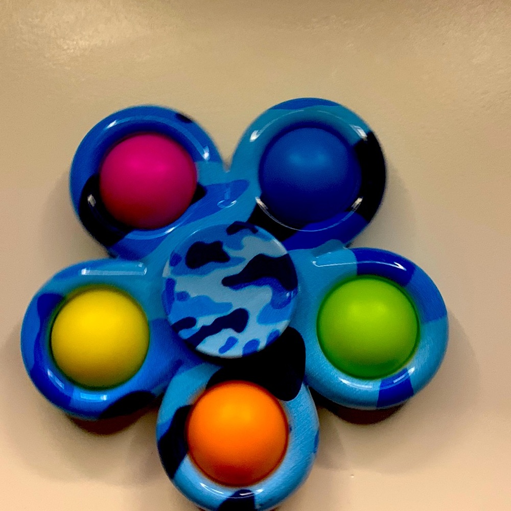 Blue, gray and black dimple fidget spinner